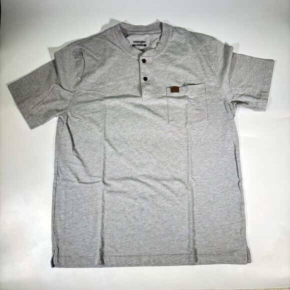 Wrangler RIGGS Workwear Henley Shirt Gray Short Sleeve Shirt Men’s Size L Lot - Picture 2 of 9